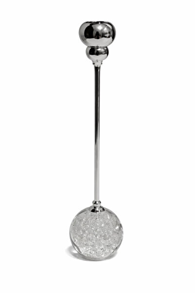 Urbanza حامل شموع فاخر من الكريستال الزجاجي مع ساق فضية – حامل شموع عصري طويل