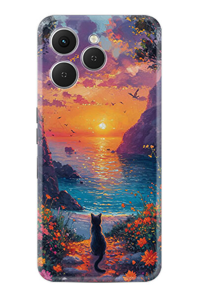 TECNO Spark 40 (Km5n) Kılıf Boutique Baskılı Resimli Manzara Kedi Pcode -096