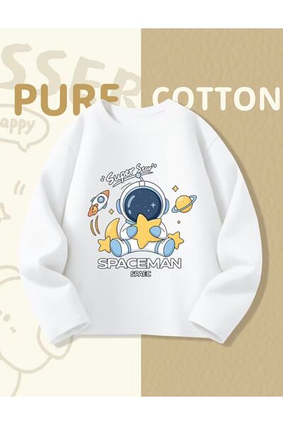 No Plan Момчешки суитшърт с принт на космонавт