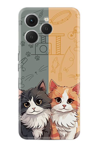 TECNO Spark 40 (Km5n) Kılıf Boutique Baskılı Resimli İkiz Kediler Pcode -086