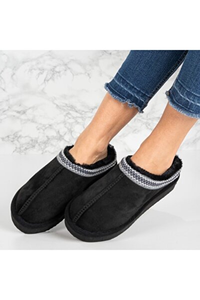 Sofia Store UG slippers with fur made of PREMIUM suede leather Black Fahima