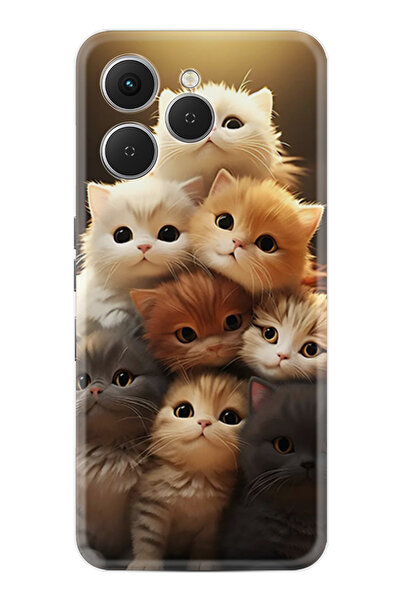TECNO Spark 40 (Km5n) Kılıf Boutique Baskılı Resimli Kedicikler Pcode -027