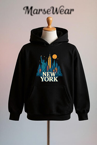 Vordevia New York Printed Cotton 3 Thread O Oversized K Hooded Sweatshirt