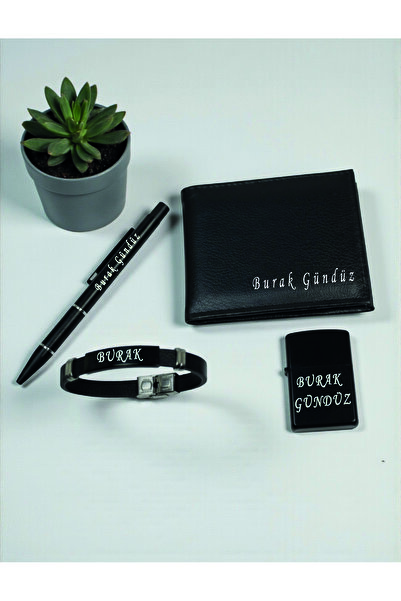 Bizle Tasarla Kişiye Özel İsim Yazılı Hediye Seti , Jel Mürekkepli Metal Kale...