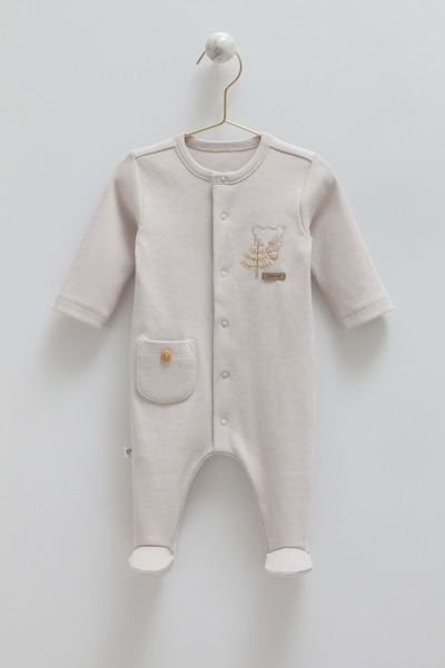 Caramell Hello Forest Pocket Detailed Buttoned Jumpsuit Gray