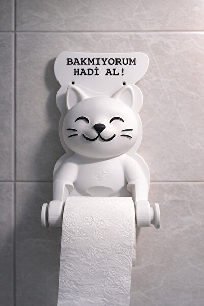 Akay3dPrint Tuvalet Bekçisi Sevimli Tuvalet Kağıdı Tutucu Kedi