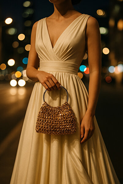 ByLily Evening Dress, Metallic Raffia Stylish Bag, for Night, Day, Wedding, E...