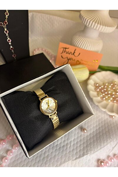 AYLORA'M Kadın Gümüş Renk Lüks Su Yolu Taşlı Kasa Beyaz Kadran Klasik Metal K...