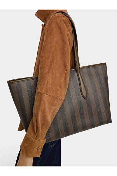 PARFOIS İçi Çıkarılabilir Çizgili Shopper Çanta
