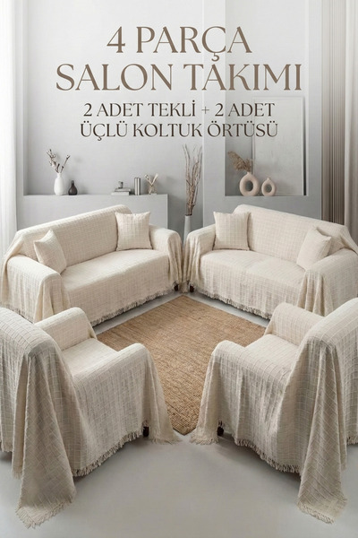 Morlay Cozy | Набір чохлів для диванів з 4 штук (2 тримісні + 2 одномісні) з ...