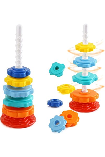 KRCIQMV لعبة قوس قزح الدوارة - حلقات مونتيسوري بقاعدة دوارة