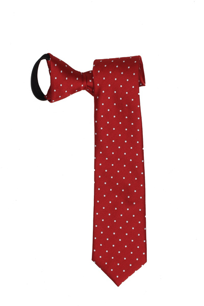 PROKRAVAT KIRMIZ BEYAZ PUANLI FERMUARLI KRAVAT