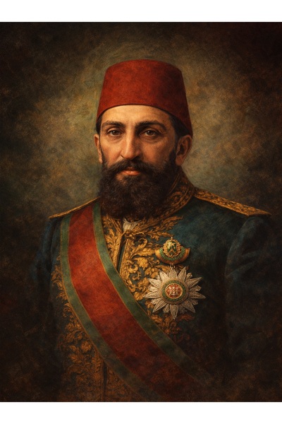 MFO Sultan II. Abdülhamid Han Sanatsal Dijital İllüstrasyon Kanvas Tablo