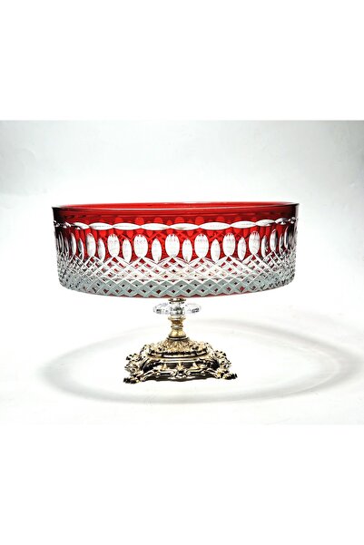 Kristal Market Handcrafted Cut Crystal Royal Pattern Luxury Pedestal Fruit Bo...