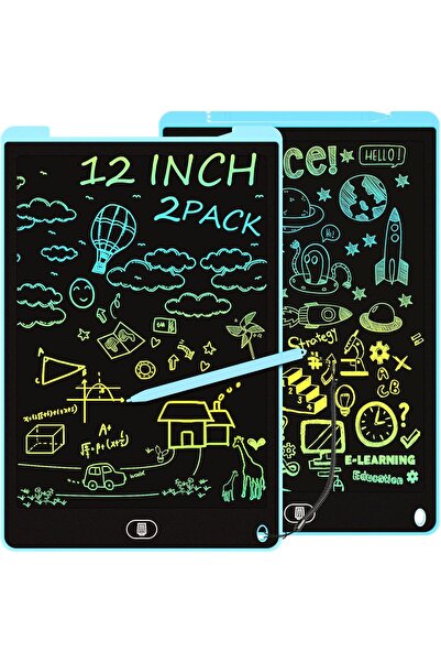 Generic لوحة كتابة LCD مقاس 12 بوصة، لوحتا رسم ملونتان للأطفال، لوحة رسم إلكت...