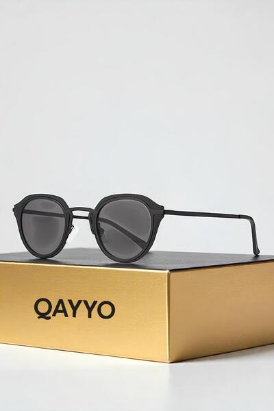 QAYYO Accessories نظارات شمسية Egesta Vintage Black للجنسين Uv400 Lux Metal خ...