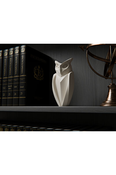 HaBu Lab Minimal Baykuş Figürlü 3D Baskı Dekor | Modern Kitaplık & Masaüstü B...