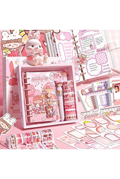 Generic مجموعة دفتر يوميات يمكنك صنعه بنفسك للبنات - 54 قطعة