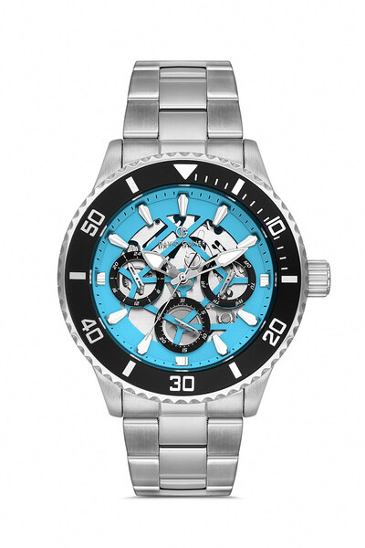 Men Wrist Watch SILVER BLACK DG-8851GA-J15 Steel Band Quartz Movement Waterproof