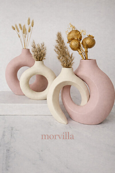 MorVilla Sevgili Vazo ve Halka Seti | Modern Minimalist Dekoratif Obje | El Y...