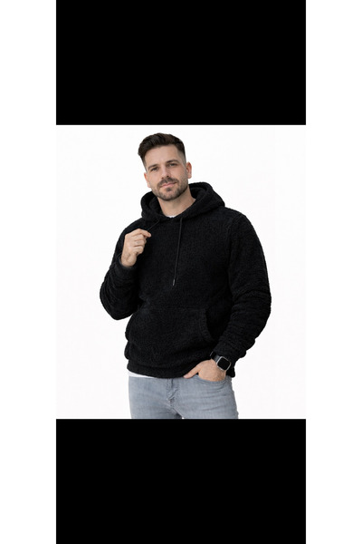 LACHAREL UNİSEX Peluş Hoodie Kapüşonlu Sweatshirt kanguru cepli - Yumuşak dok...