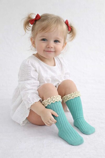 BEBEĞİME ÇORAP Чорапи до коляното с дантела за бебешки момичета / Чорапи за м...