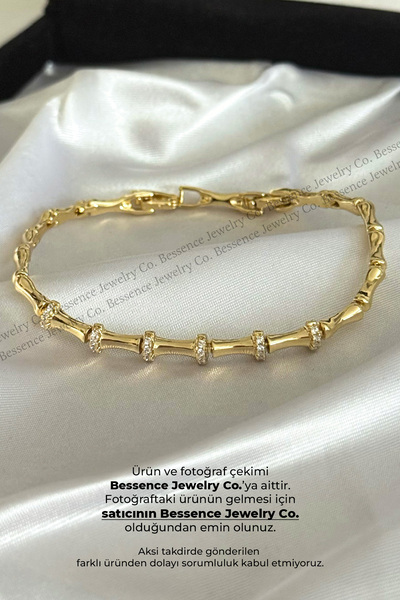 Bessence Jewelry Co Xuping 14K Gold Bambu Luxe Çelik Bileklik 17 CM+2 CM Ayar...