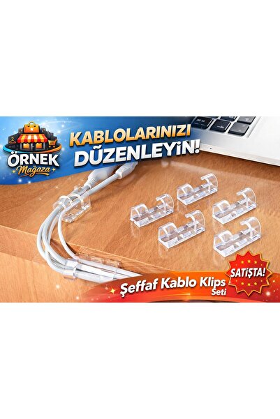 ÖRNEK MAĞAZA 20 ADET Şeffaf Yapışkan Kablo Toplayıcı düzenleyici