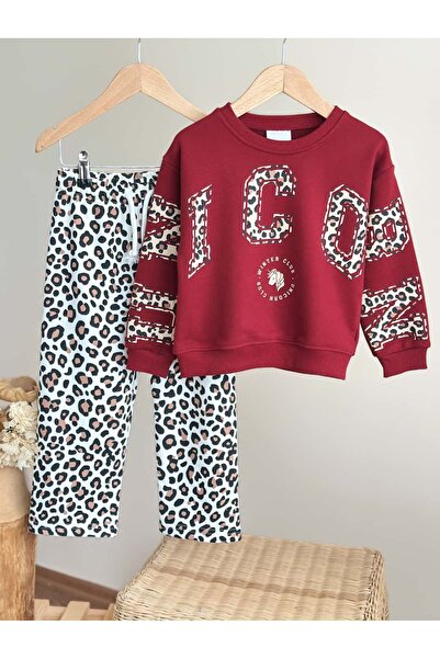 Pinkitokids Set de trening UNICORN WINTER Kol cu detaliu de tip text tricou ș...
