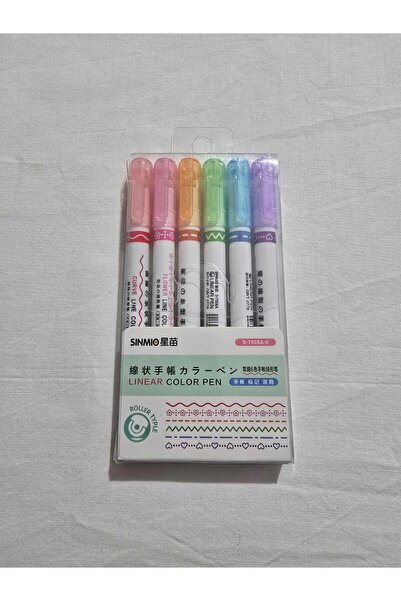 SINMIO Şekilli Baskı Kalemi Seti – 6 Renk – Tek Uçlu Desenli Roller Kalem