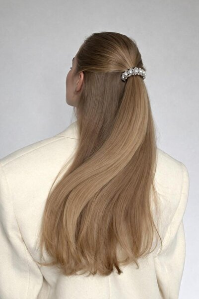 Katia&Bony Cataramă din cauciuc cu accesorii din metal argintiu și perle