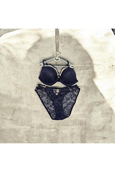 victoria kiss Lace Detailed Silicone String Bra Set-Lingerie Set