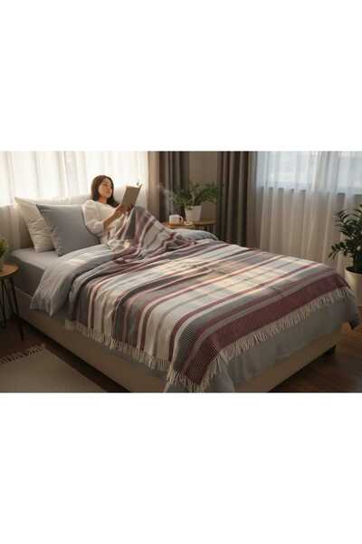 AKSU Tek Kişilik Pamuklu Scotch Battaniye / Çizgili Tv Battaniyesi / 160x220 ...