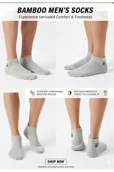 ARDSU جوارب رجالية خياطة مخفية ، بامبو ، جوارب رجالية