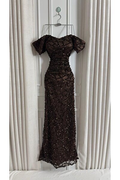 Maliha Fashion Charm brown evening dress