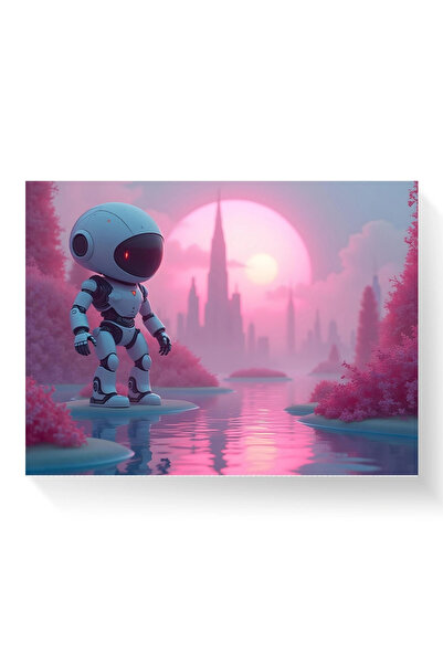 Printees Painting - Pink World Robot - Canvas on frame