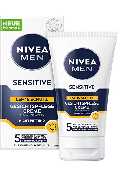 NIVEA MEN Sensitive face cream with SPF 15, 24h moisturizing for men with sen...