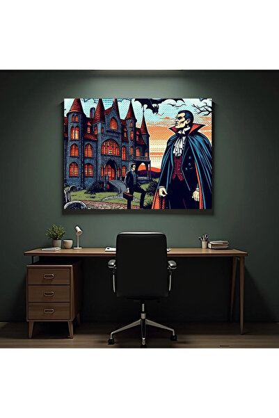 Printees Tablou - Dracula ilustrație pop art - Canvas pe șasiu