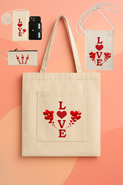 lovver SET DE GEANTĂ DE PÂNZĂ SPECIALĂ PENTRU ZIUA ÎNVALĂRILOR, GEANTĂ DE MÂN...