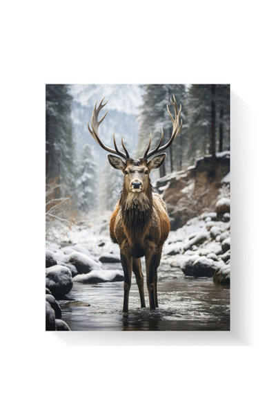 Printees Tablou - Cerb în peisaj de iarnă