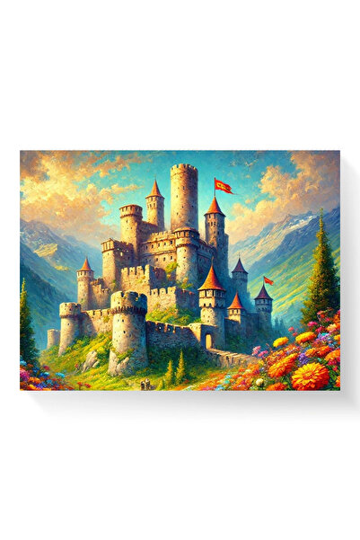 Printees Painting - Castle in the Mountains