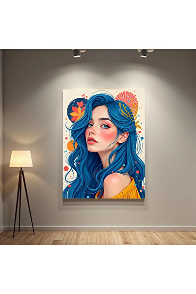 Printees Tablou abstract- Portret cu păr albastru