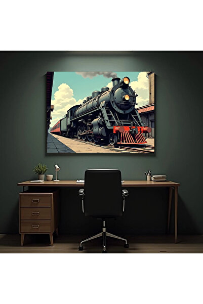 Printees Tablou - Locomotivă cu aburi în gară