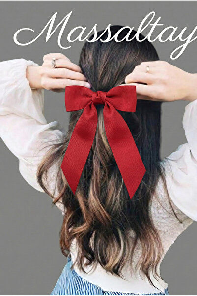 Massaltay Women's Satin Bow Large Clip Buckle Hair Clip Daily Stylish Model