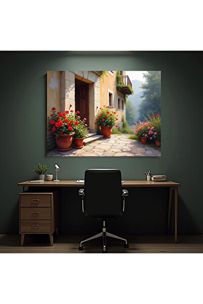 Printees Tablou - Flori la ușă - Canvas pe șasiu