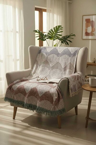 AKSU Tek Kişilik Pamuklu Desenli Battaniye / Tv Battaniyesi/ Vivid