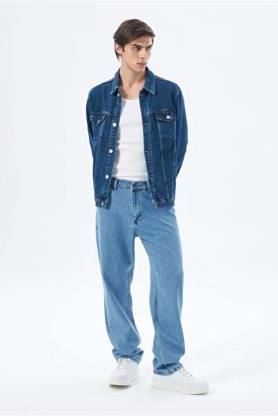 Store Men's Blue Baggy Fit Jean Pants 100% Cotton Loose Fit Denim