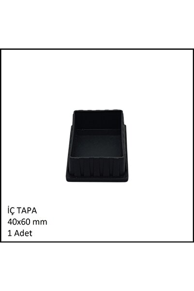 Adilon Plastik İç Tapa, Profil Tapası, Dikdörtgen, Siyah, 40x60 mm