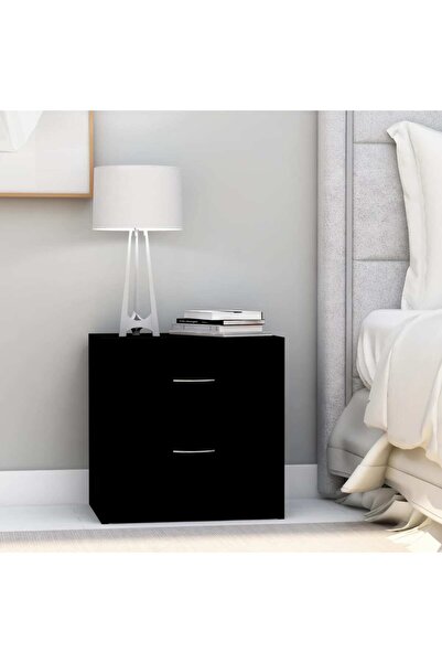 vidaxl Bedside Cabinet Black 40x30x40 cm Engineered Wood