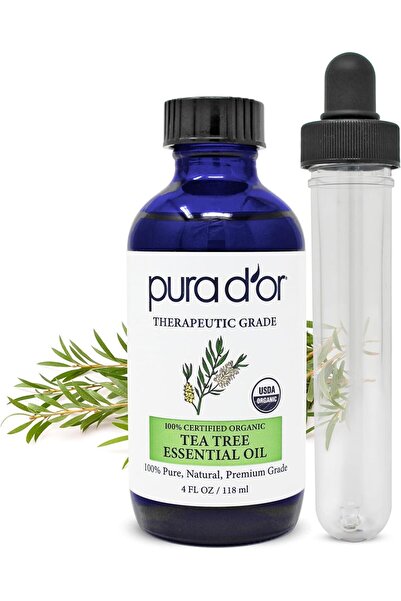 Pura D'or زيت شجرة الشاي العضوي العطري (4 أونصة مع قطارة زجاجية)